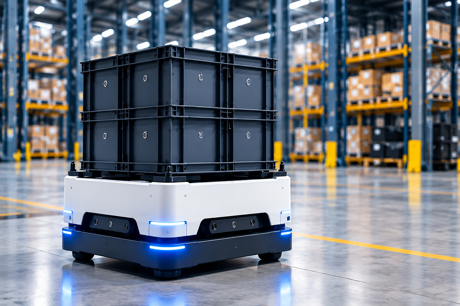 Autonomous material handling robot in a manufacturing facility